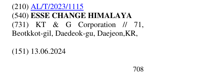 Zëri i markës ESSE CHANGE HIMALAYA në buletin