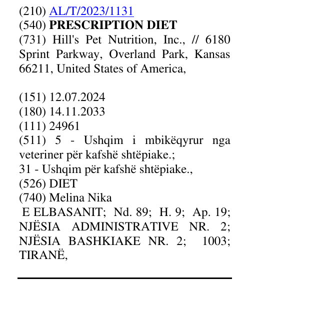Zëri i markës PRESCRIPTION DIET në buletin