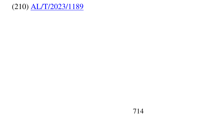 Zëri i markës AL/T/2023/1189 në buletin