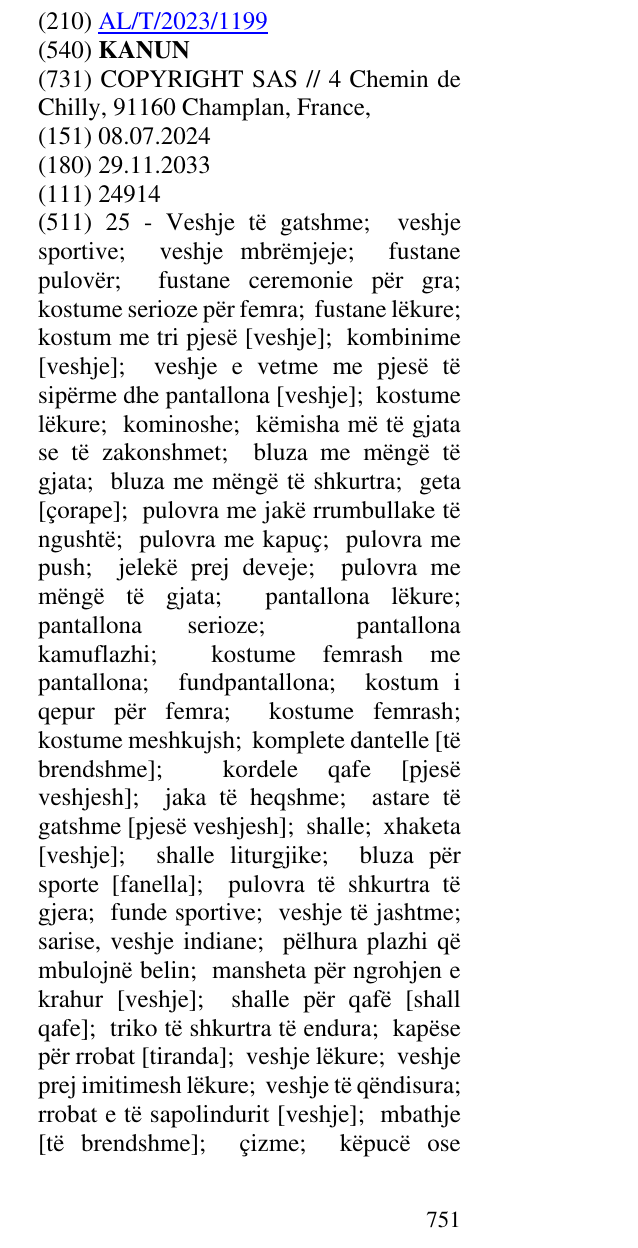 Zëri i markës KANUN në buletin