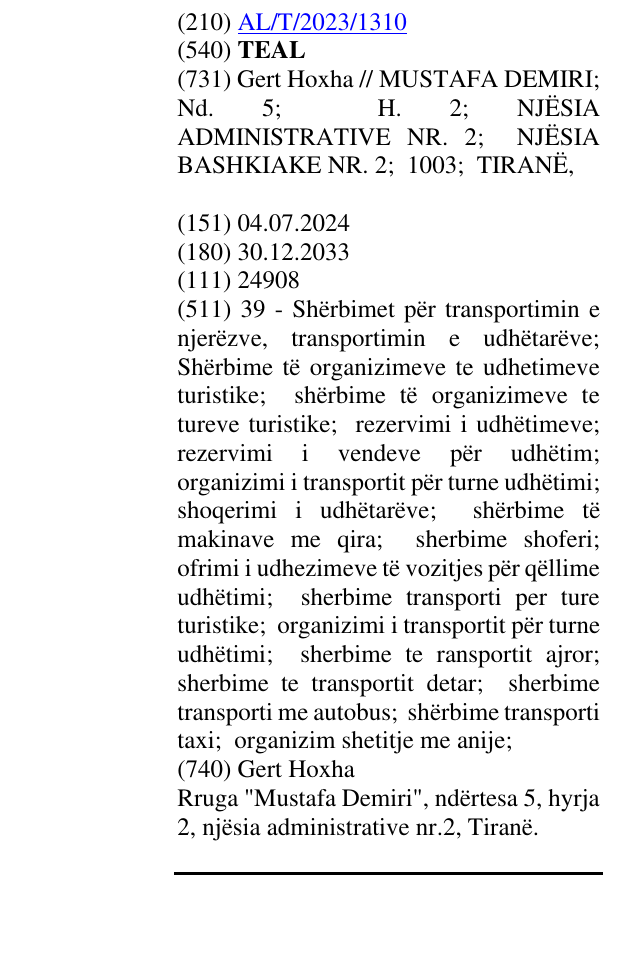 Zëri i markës TEAL në buletin