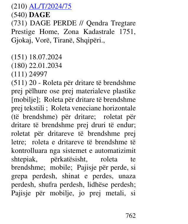 Zëri i markës DAGE në buletin