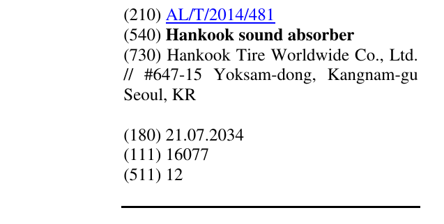 Zëri i markës Hankook sound absorber në buletin