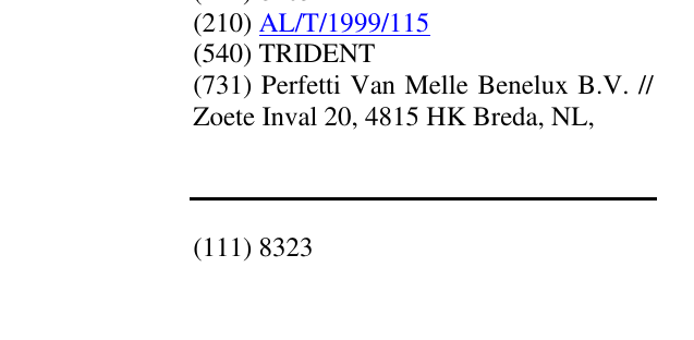 Zëri i markës TRIDENT në buletin
