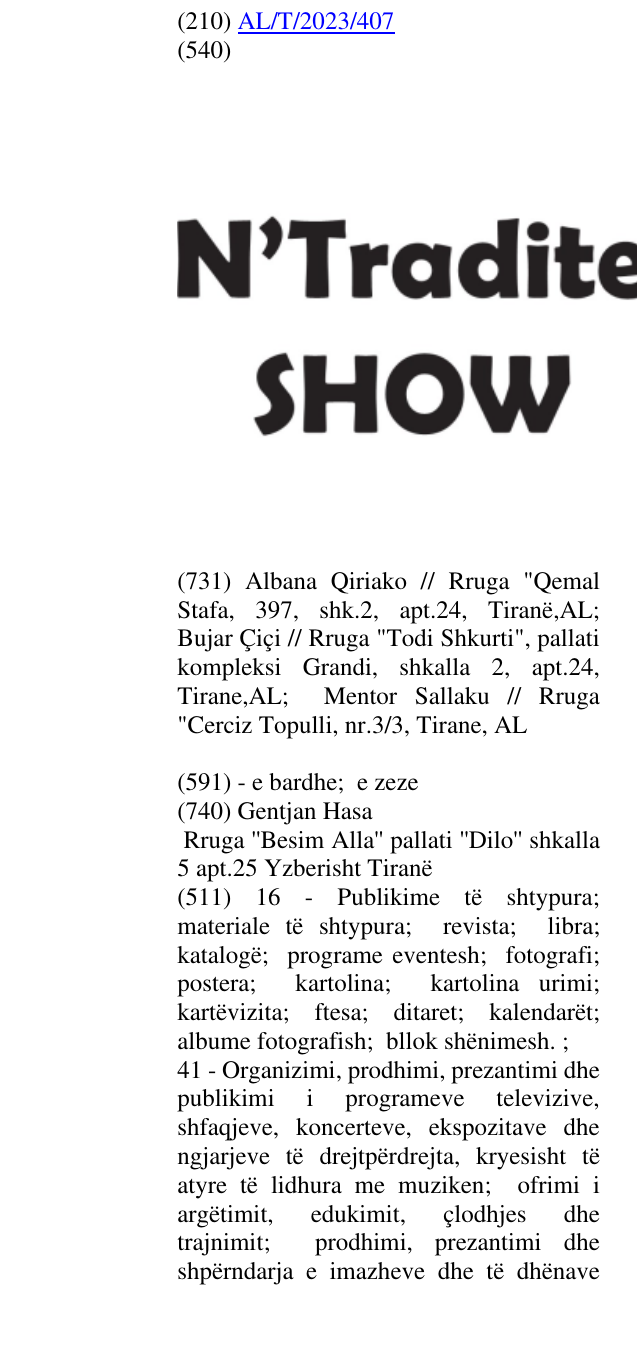 Zëri i markës N'Tradite SHOW në buletin