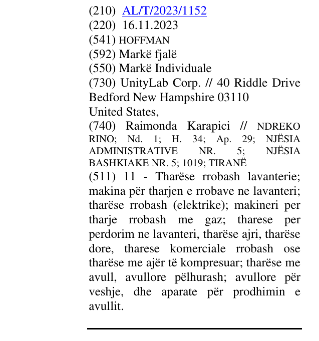 Zëri i markës HOFFMAN në buletin