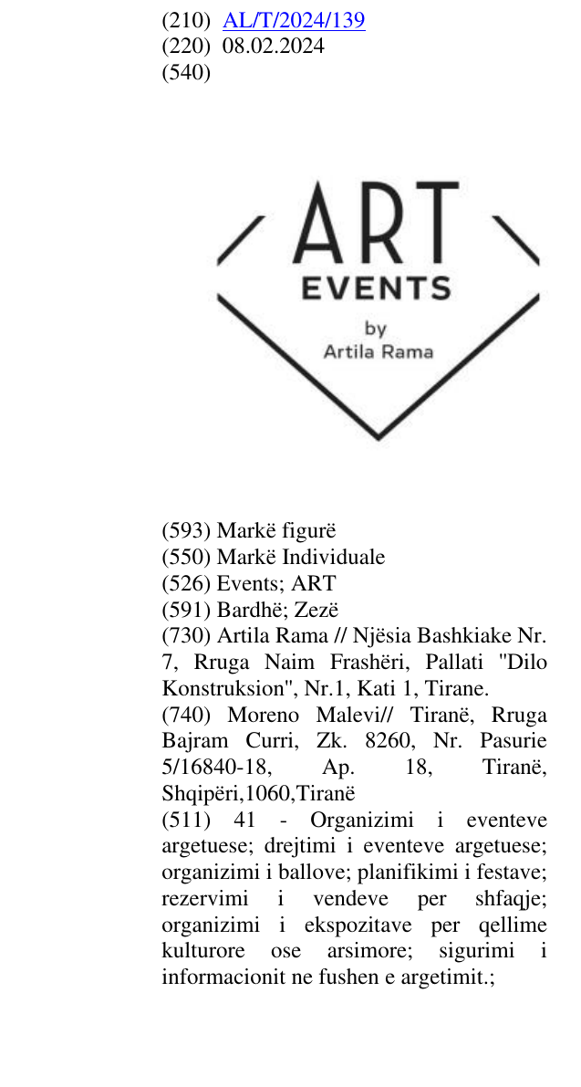 Zëri i markës Events; ART në buletin