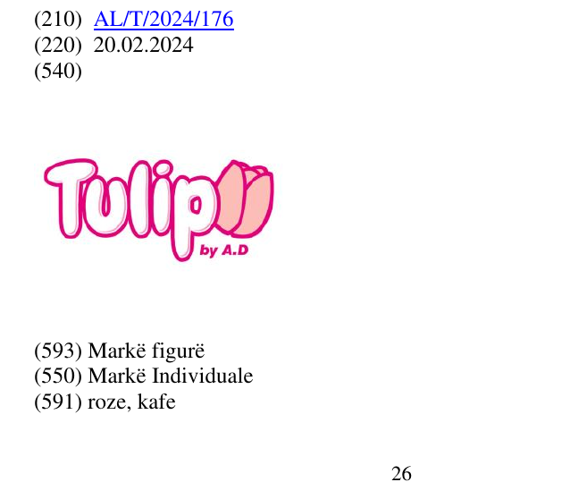 Zëri i markës Tulip by A.D në buletin
