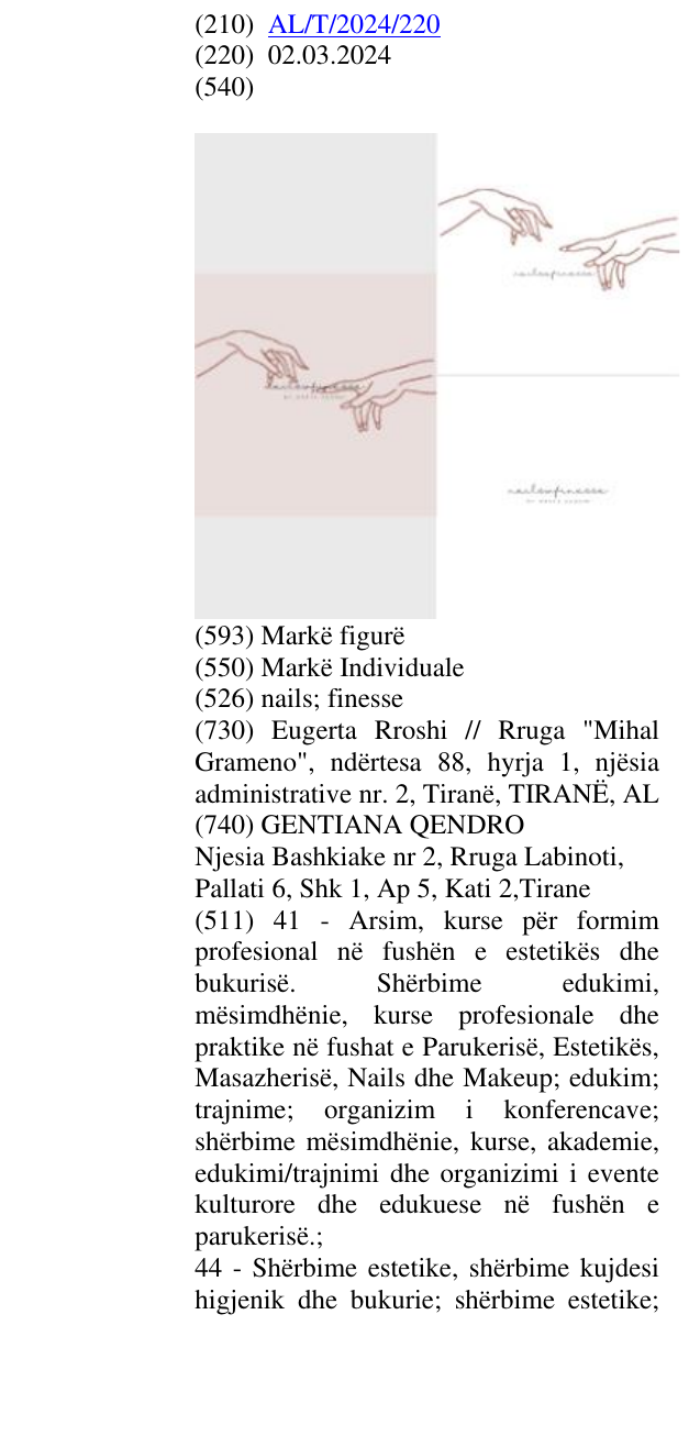 Zëri i markës nails; finesse në buletin