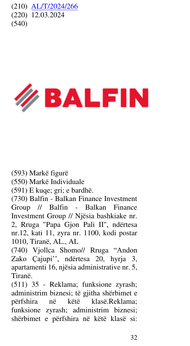 Zëri i markës BALFIN në buletin