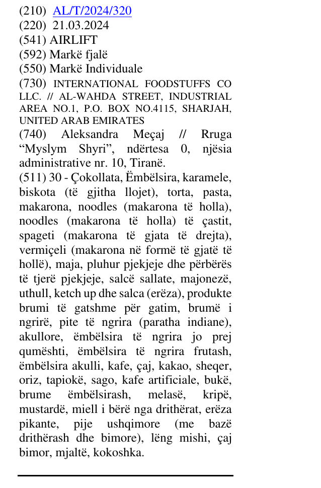 Zëri i markës AIRLIFT në buletin
