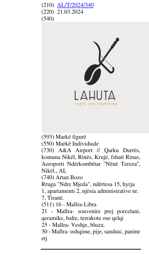 Zëri i markës LAHUTA- TASTE THE TRADITION në buletin