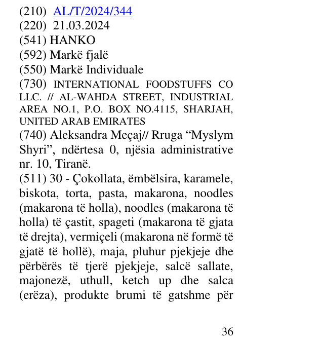 Zëri i markës HANKO në buletin
