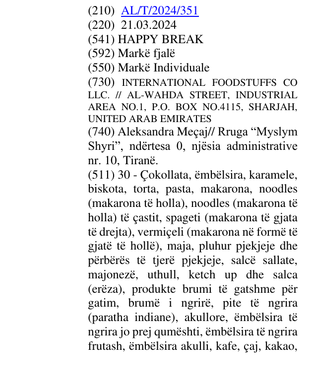 Zëri i markës HAPPY BREAK në buletin