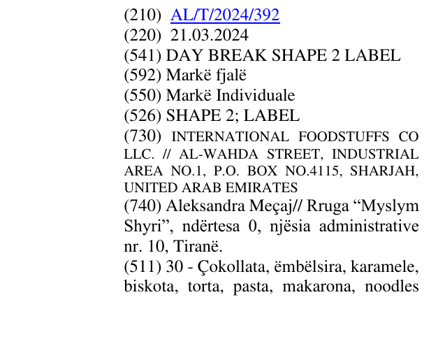 Zëri i markës SHAPE 2; LABEL në buletin