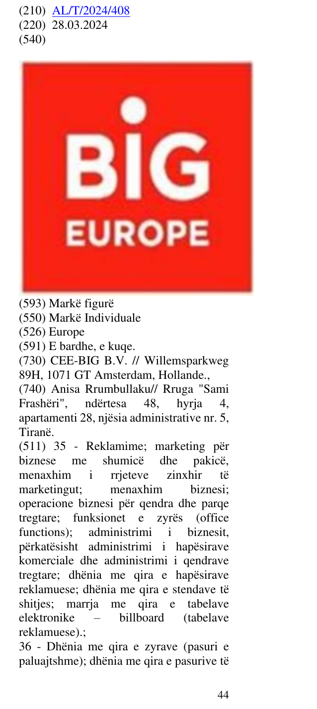 Zëri i markës Europe në buletin