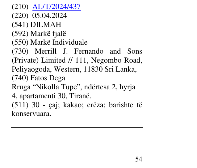 Zëri i markës DILMAH në buletin