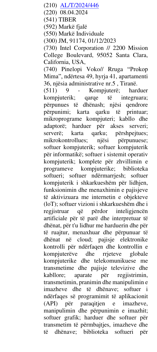 Zëri i markës TIBER në buletin