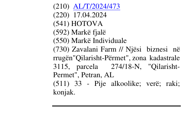 Zëri i markës HOTOVA në buletin