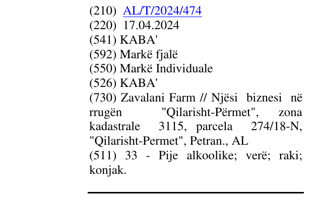Zëri i markës KABA' në buletin