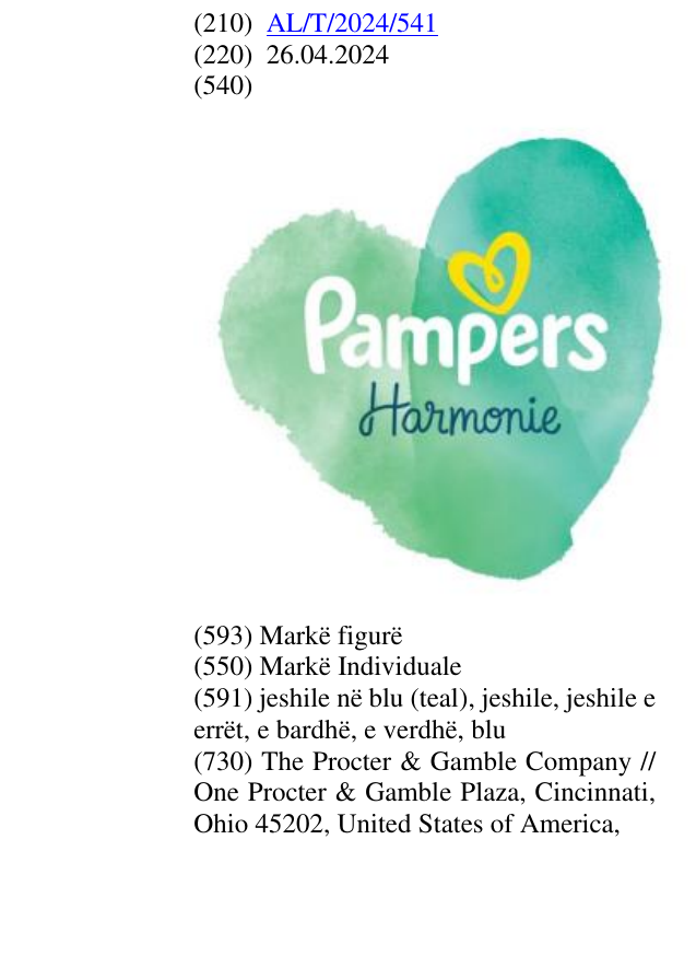 Zëri i markës Pampers Harmonie në buletin