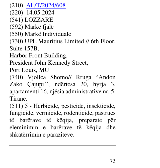 Zëri i markës LOZZARE në buletin
