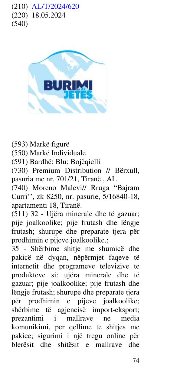 Zëri i markës BURIMI JETËS në buletin