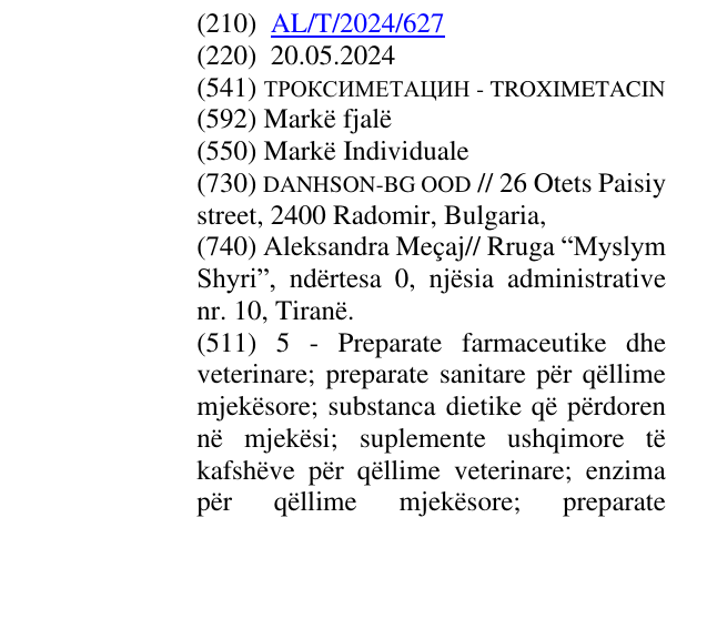 Zëri i markës ТРОКСИМЕТАЦИН - TROXIMETACIN në buletin