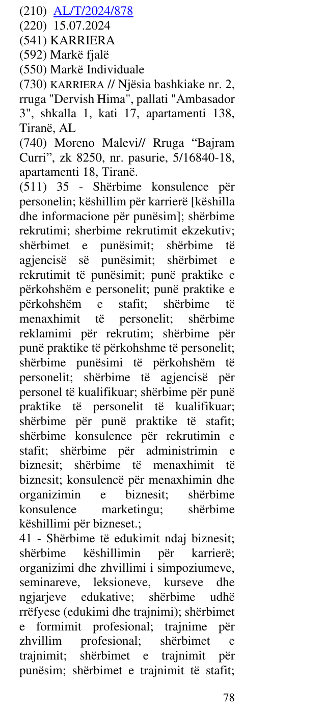 Zëri i markës KARRIERA në buletin