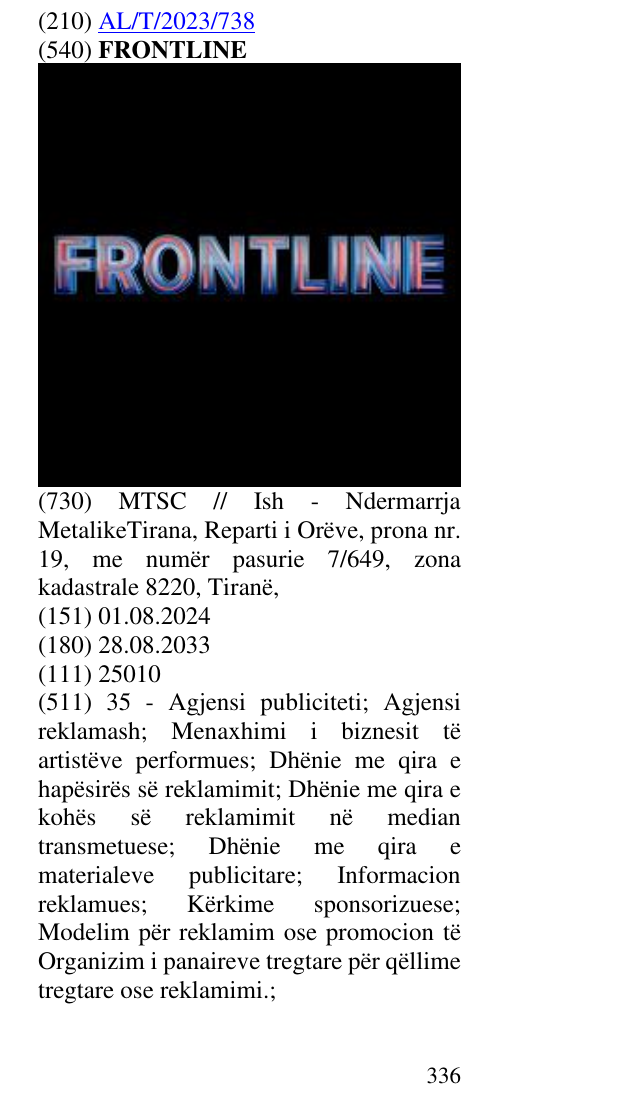Zëri i markës FRONTLINE në buletin