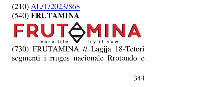 Zëri i markës FRUTAMINA në buletin