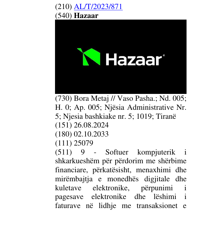Zëri i markës Hazaar në buletin