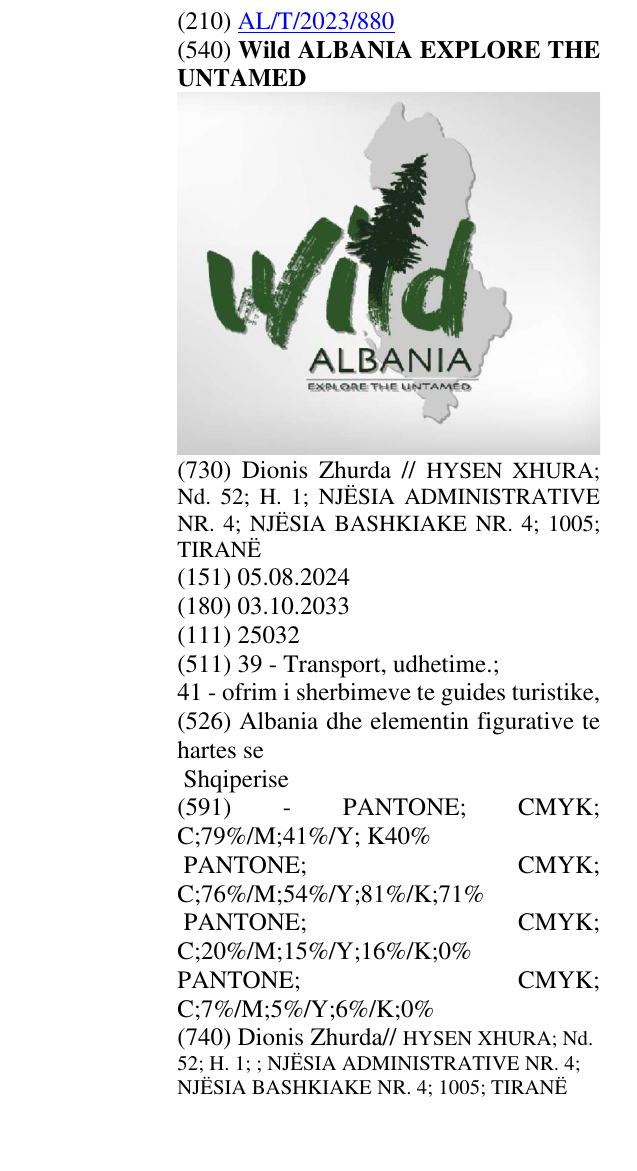 Zëri i markës Wild ALBANIA EXPLORE THE UNTAMED në buletin