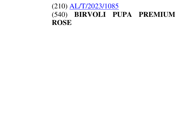 Zëri i markës BIRVOLI PUPA PREMIUM ROSE në buletin