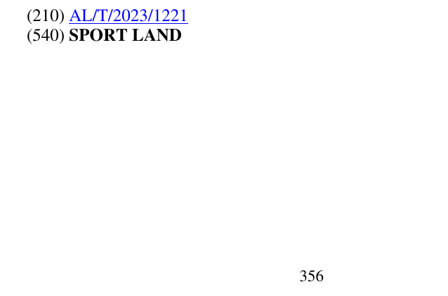 Zëri i markës SPORT LAND 357 në buletin