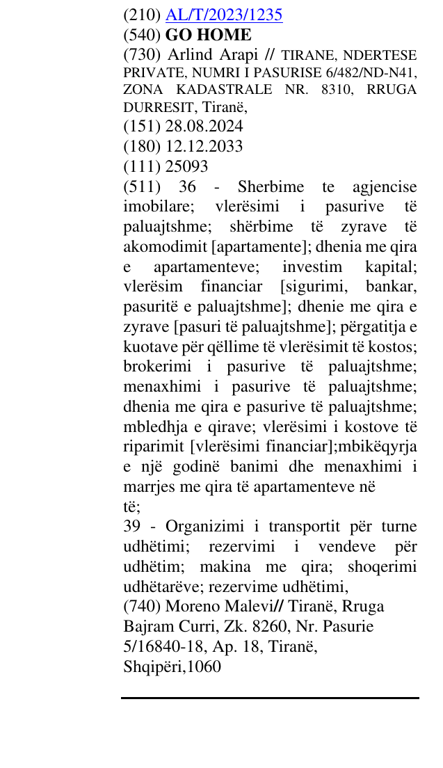 Zëri i markës GO HOME në buletin