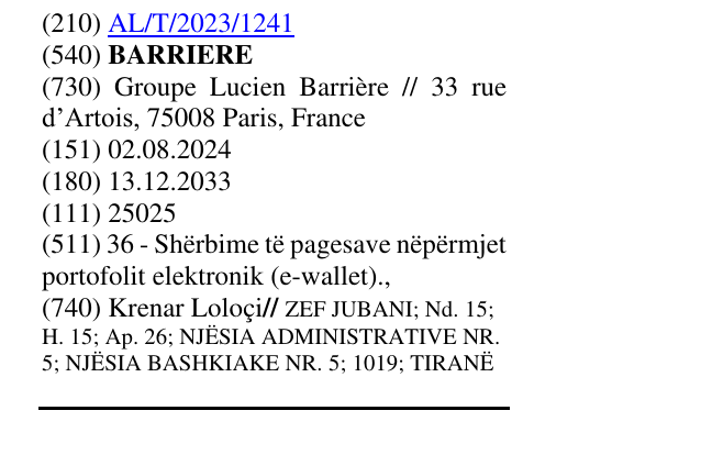 Zëri i markës BARRIERE në buletin