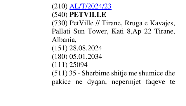 Zëri i markës PETVILLE në buletin