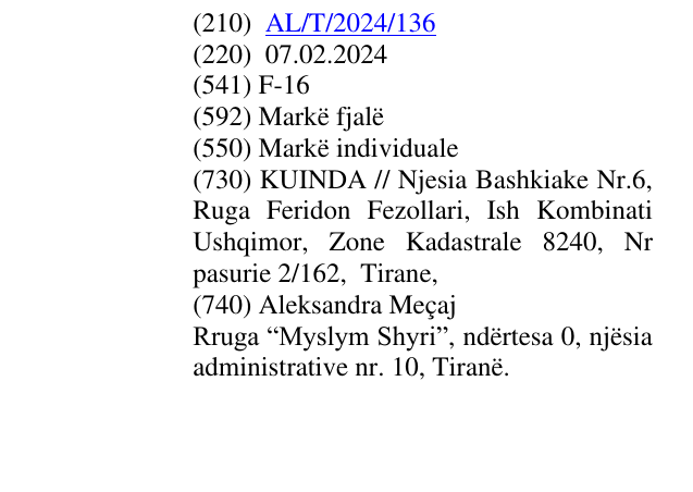 Zëri i markës F-16 në buletin
