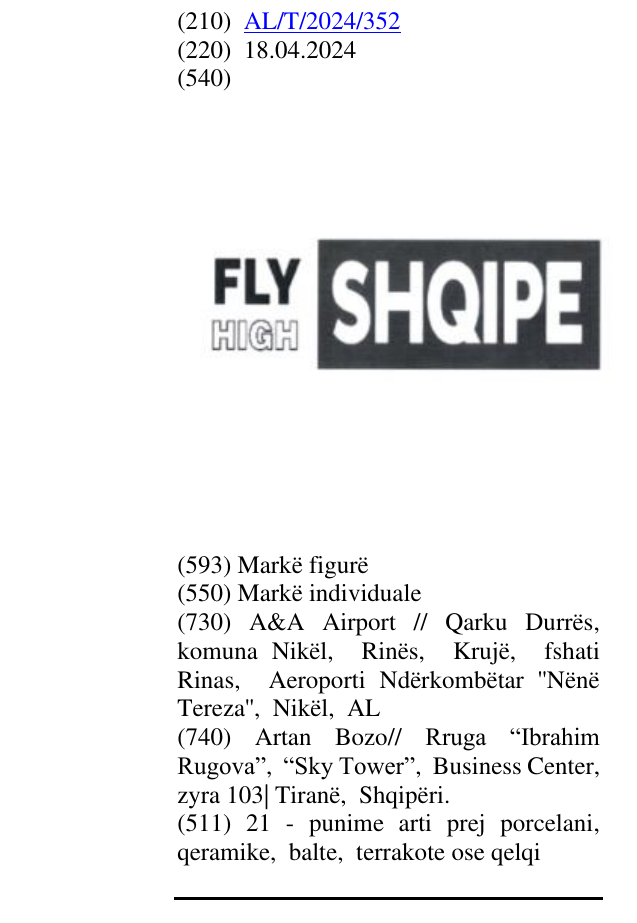 Zëri i markës FLY HIGH SHQIPE në buletin