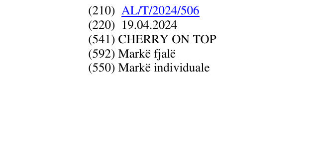 Zëri i markës CHERRY ON TOP në buletin