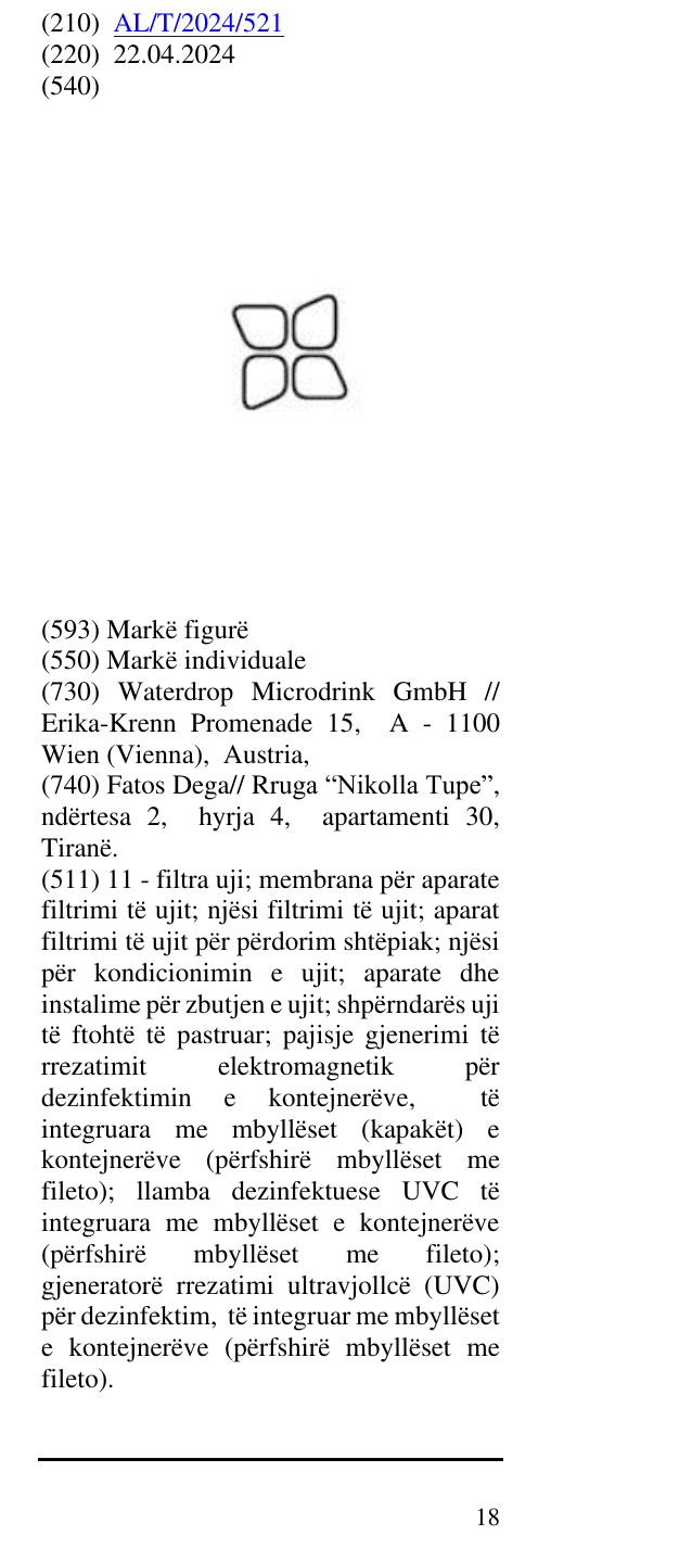Zëri i markës AL/T/2024/521 në buletin