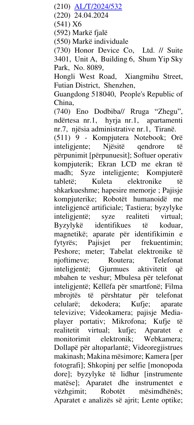 Zëri i markës X6 në buletin