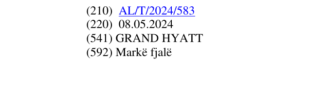 Zëri i markës GRAND HYATT në buletin