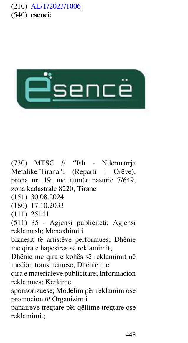 Zëri i markës esencë në buletin