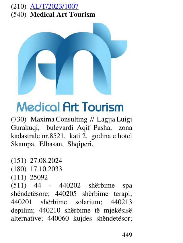 Zëri i markës Medical Art Tourism në buletin