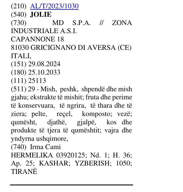 Zëri i markës JOLIE në buletin