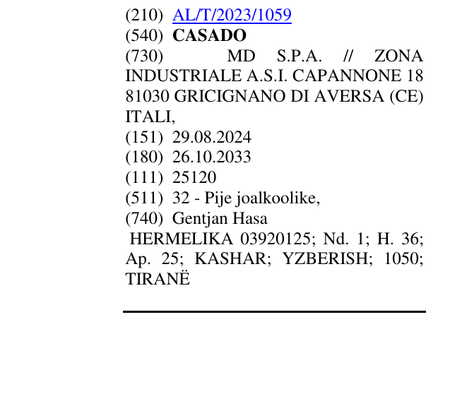 Zëri i markës CASADO në buletin