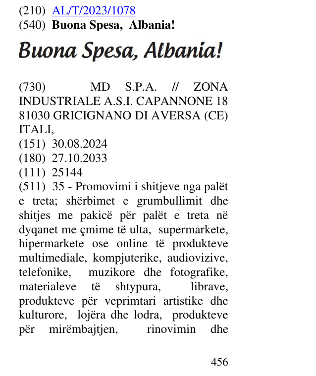Zëri i markës Buona Spesa, Albania! në buletin