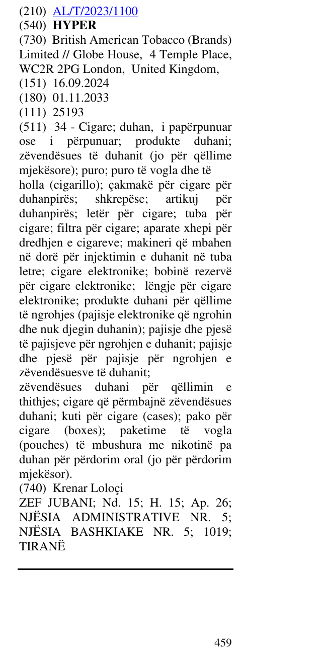 Zëri i markës HYPER në buletin